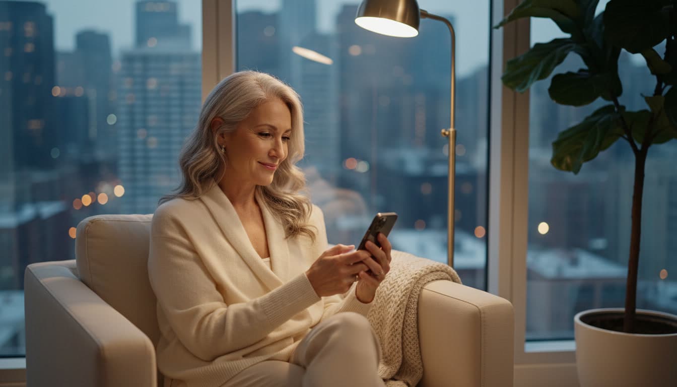 Woman enjoying a peaceful moment on her veranda